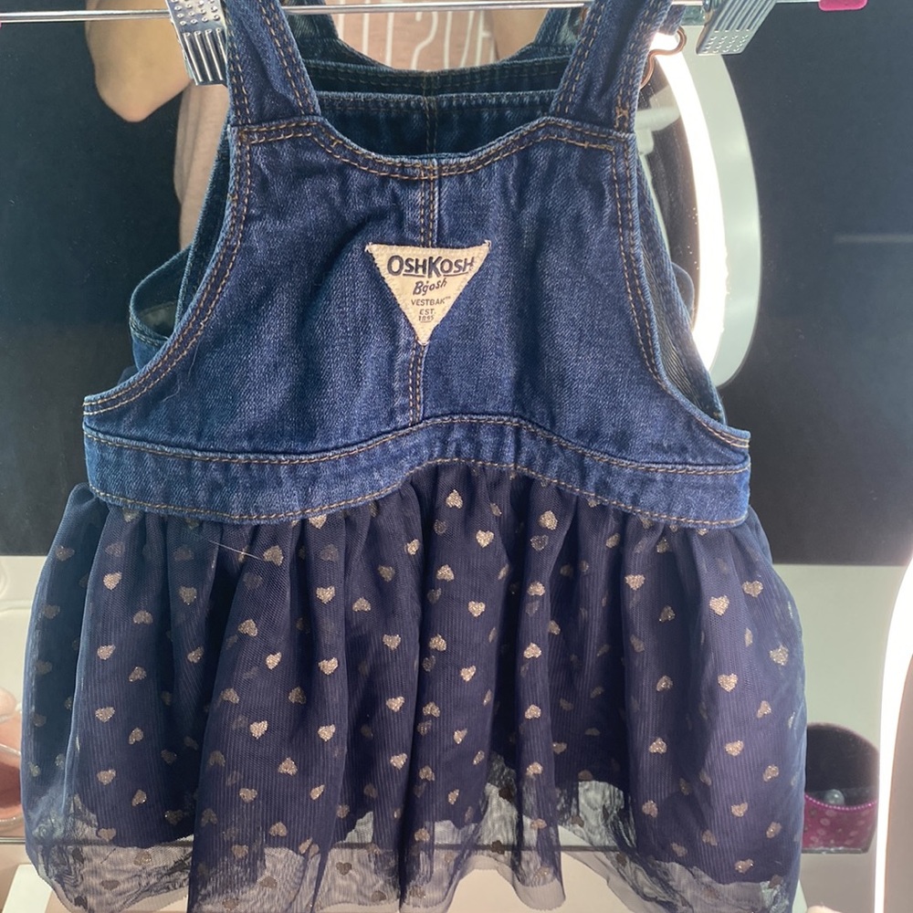 OskKosh B'gosh 2T Denim Jumper with Navy & Gold tulle skirt! 💙💙 - Picture 8 of 12